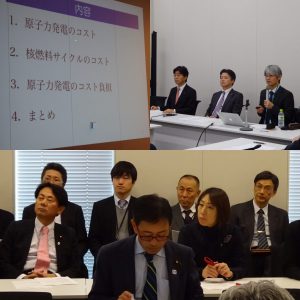 党エネルギー環境調査会。原子力発電所のコストについて立命館大学教授大島先生からお話を伺いました。